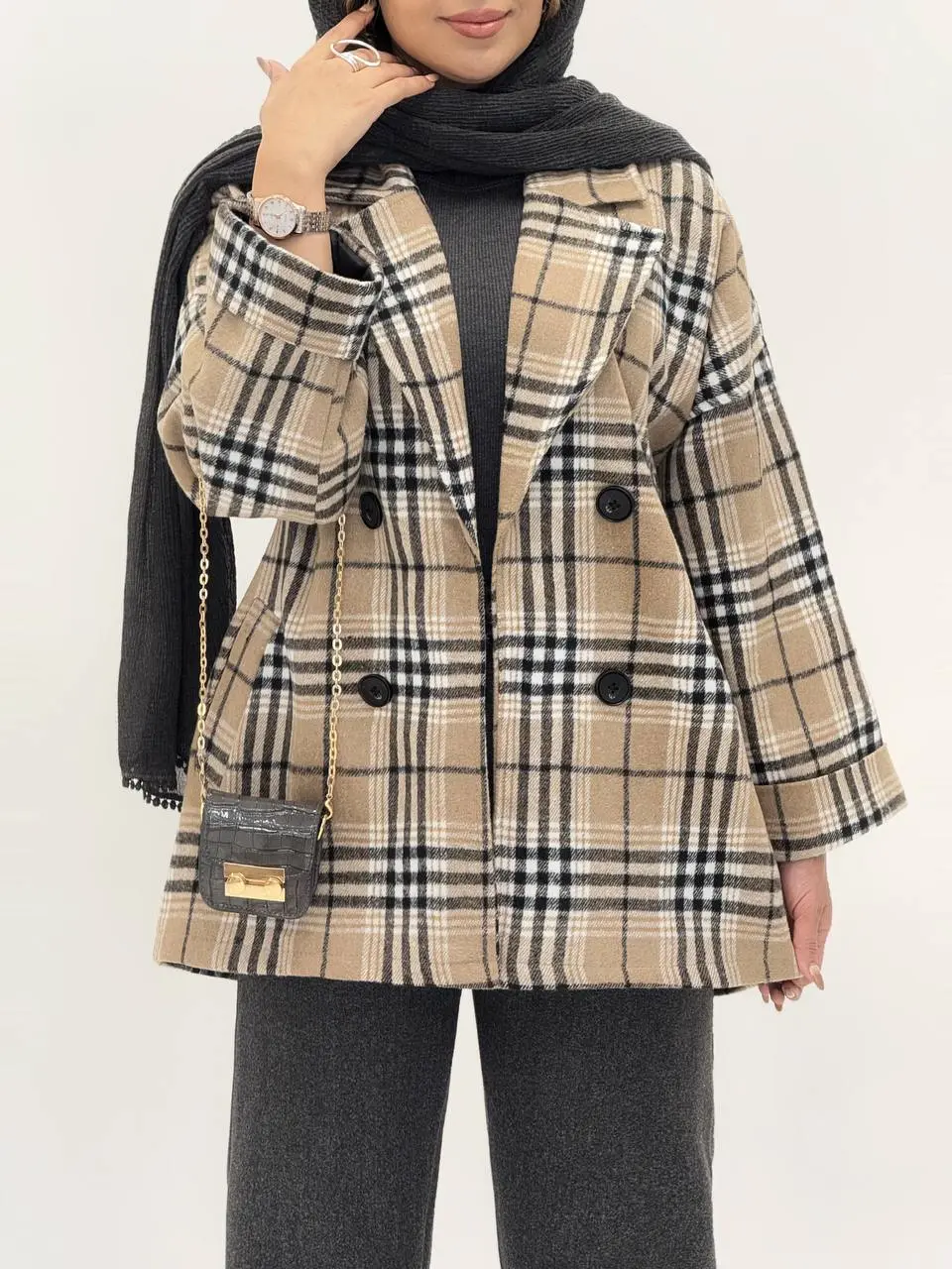 3568-کت چهارخونه شکلات